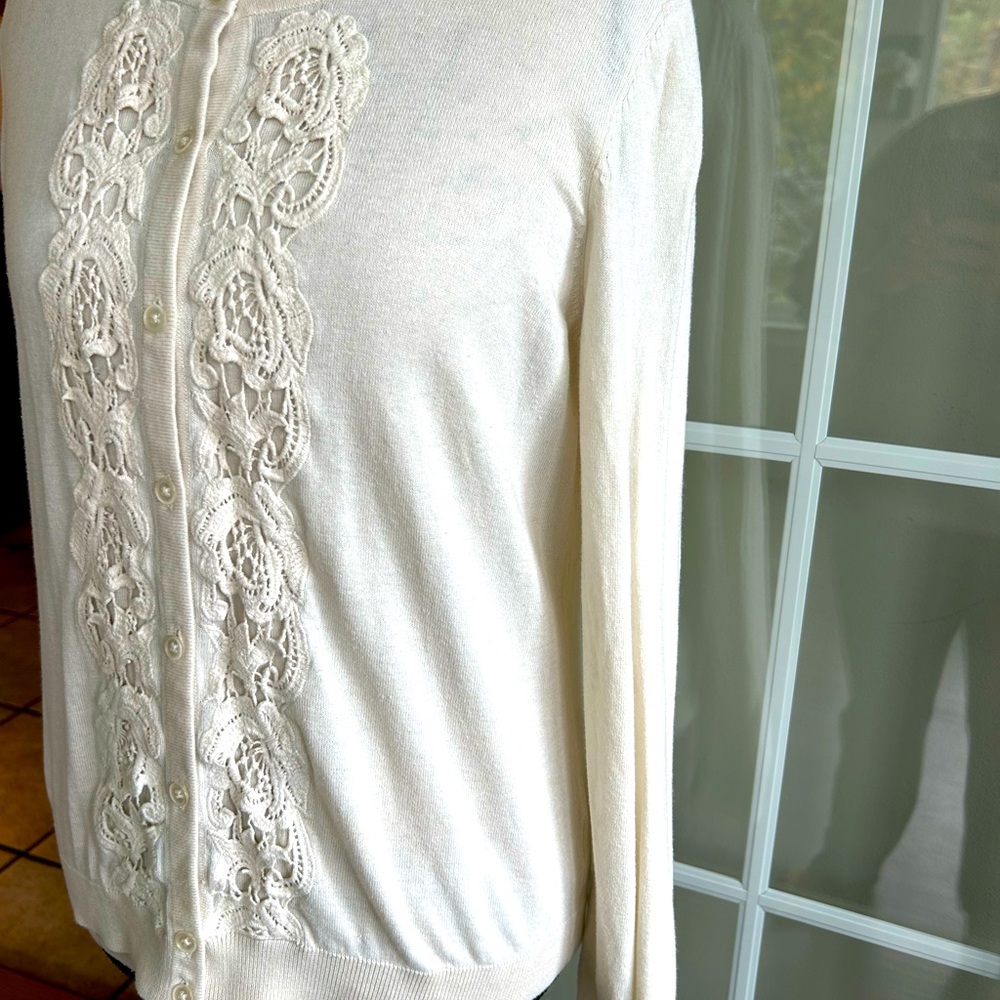 Talbots White Button Up Sweater size LP